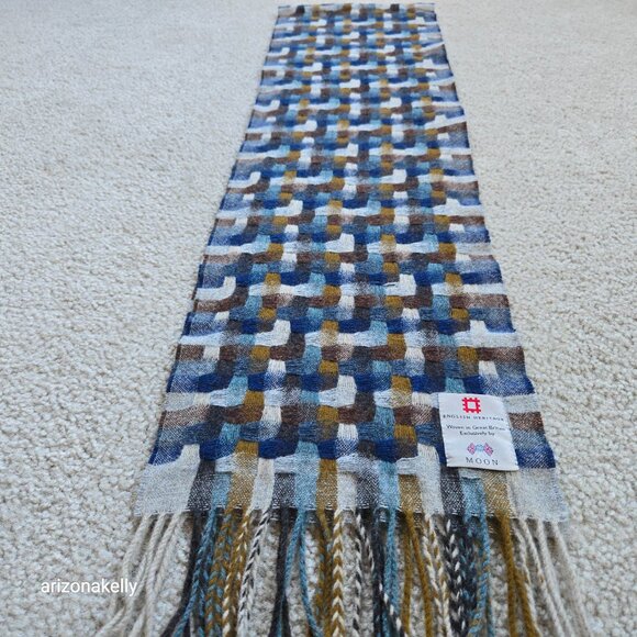 NWOT Abraham Moon Lambswool Wool Woven Fringe Scarf - Picture 6 of 8